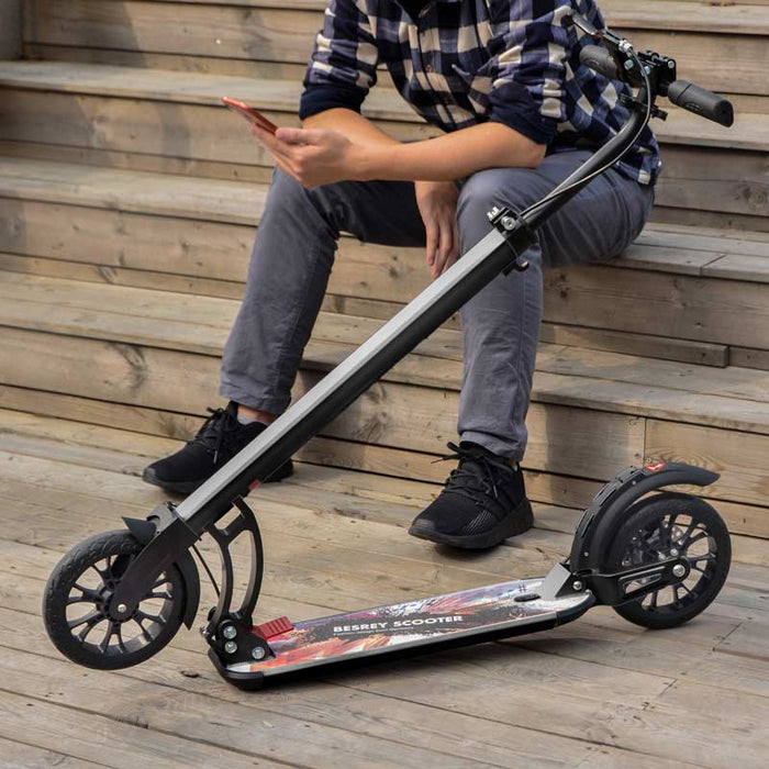 Besrey Turbo Plus Adult Kick Scooter with handbrake, trolley mode and shock absorber.