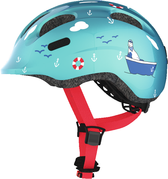 Abus Smiley Bicycle helmet for kids, Turquoise Sailor, side view