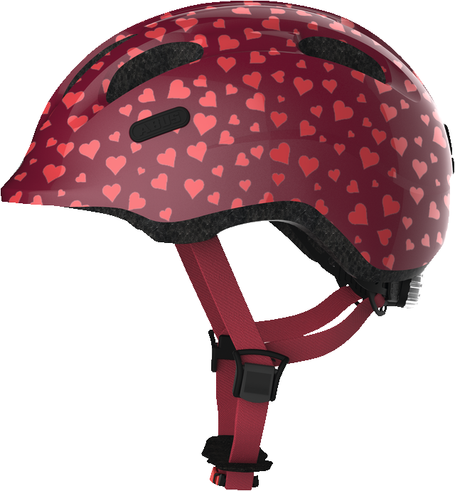 Abus Smiley Bicycle helmet for kids, Cherry Heart, side view