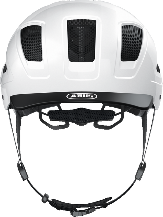 Abus Hyban 2.0 Urban Commuting bicycle helmet in Polar White, front view
