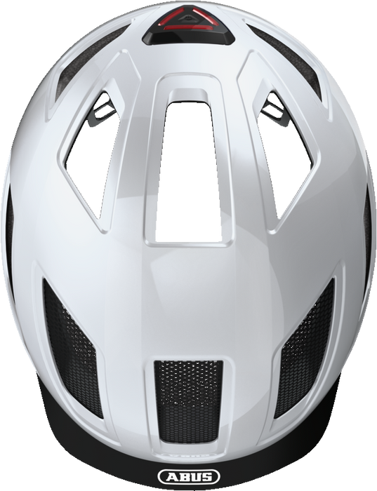 Abus Hyban 2.0 Urban Commuting bicycle helmet in Polar White, top view