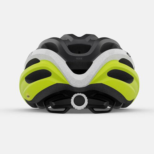 Giro Isode Road Bicycle Helmet Matte Black Yellow, rear view