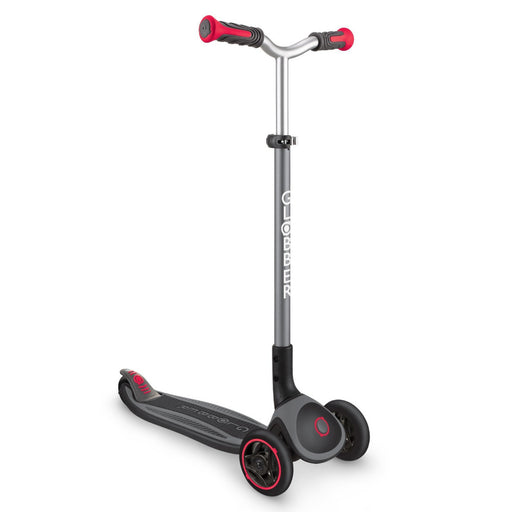 Globber Master three wheel foldable kick scooter for kids and teenagers, black red