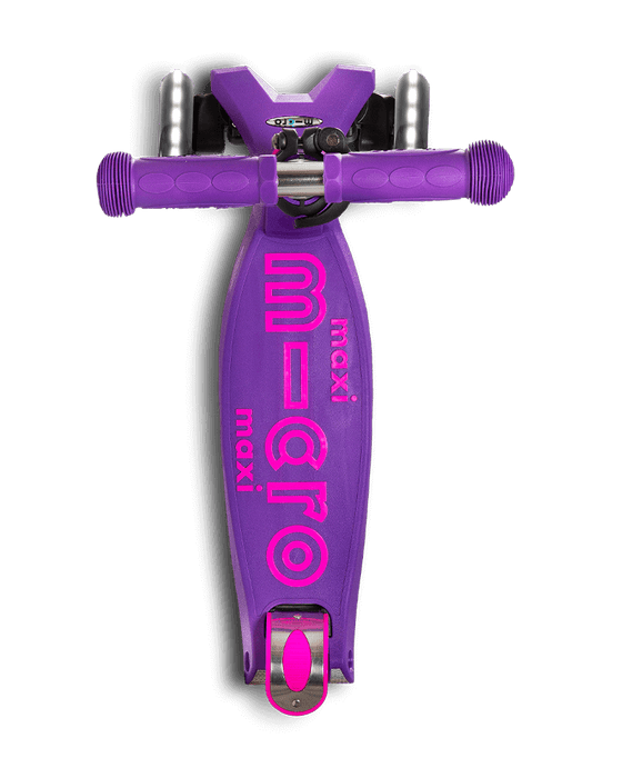 maxi micro deluxe LED three wheel kick scooter, purple, top view