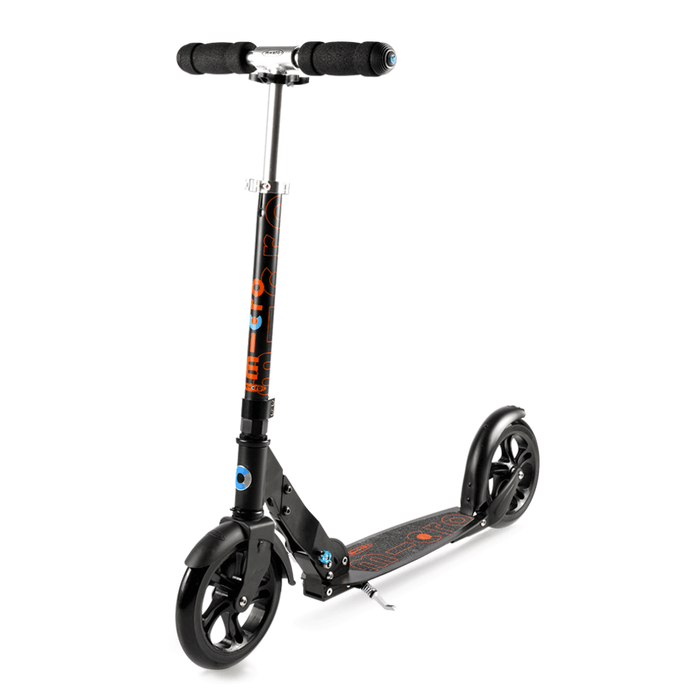 micro black kick scooter, three quarter view