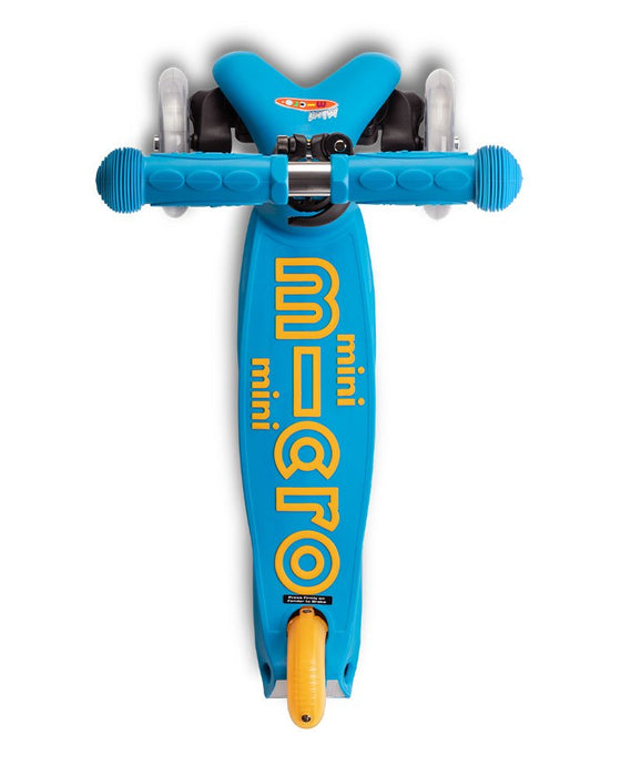 Mini Micro Foldable kick scooter, in ocean blue, top view