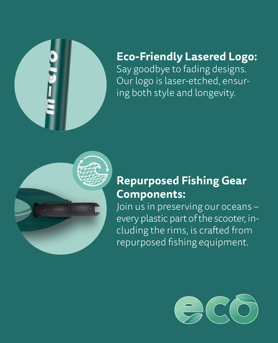 Micro Sprite ECO LED Green Two Wheel kick scooter made with sustainable parts