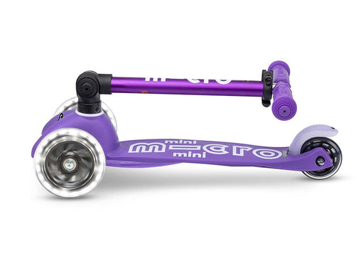 Mini Micro Foldable LED scooter, Purple, folded view