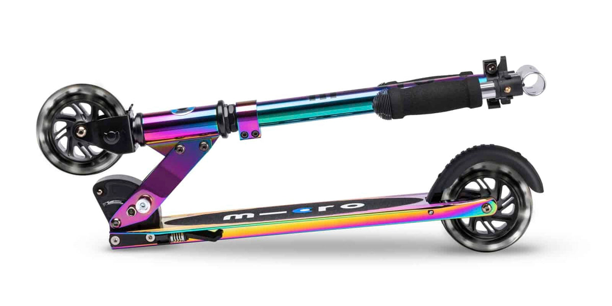 新品未使用　emm theshop petit marueri Micro Sprite LED Neochrome/Silver Chrome Kick Scooter — Decks And