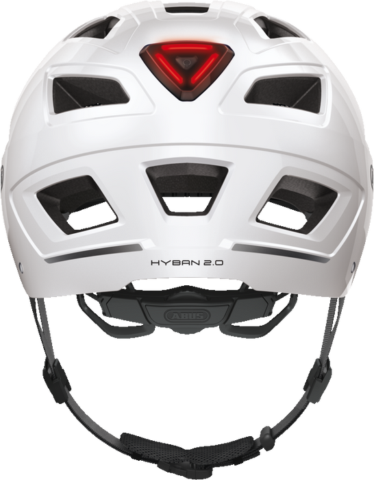 Abus Hyban 2.0 Urban Commuting bicycle helmet in Polar White, rear view