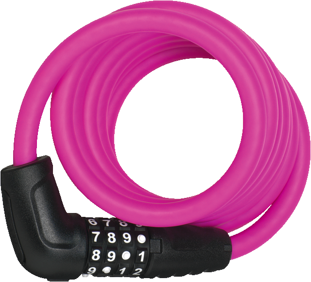 ABUS Numero 5510C Spiral Cable Lock with 4-digit Combination for Bicycles, in colour Pink