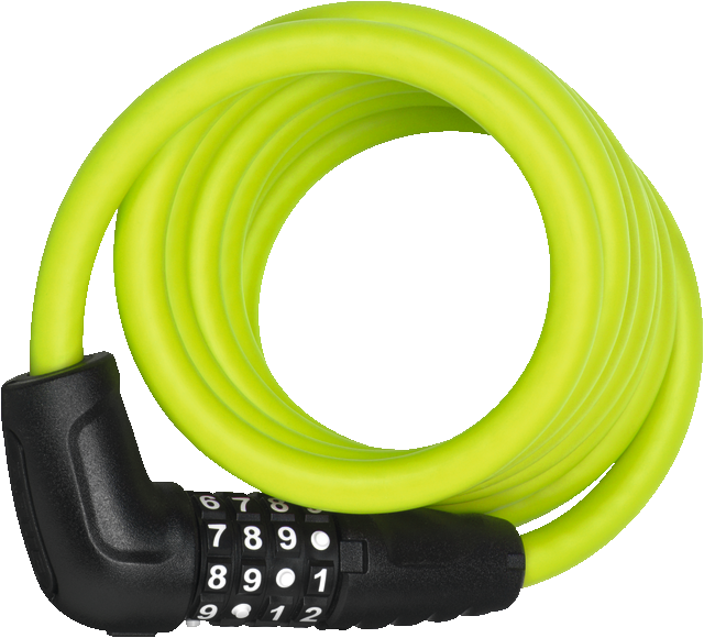 ABUS Numero 5510C Spiral Cable Lock with 4-digit Combination for Bicycles, in colour Lime