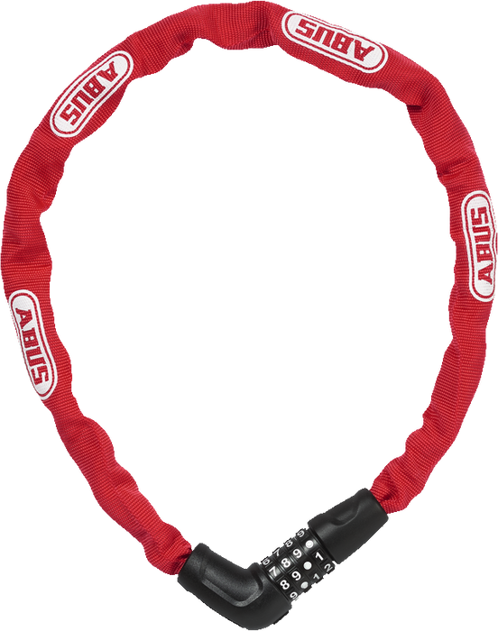 ABUS Steel-O-Chain 5805C/75 Chain Lock with 4-digit Combination for Bicycles and electric scooters, in red