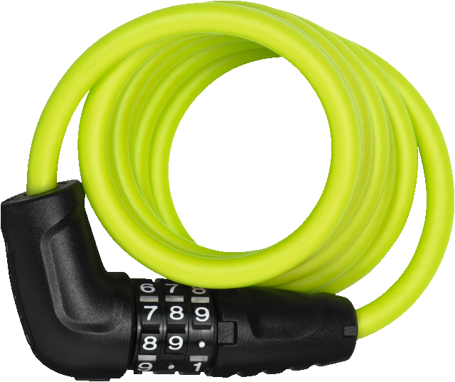 Abus 4508C spiral coil lock with combination code in lime