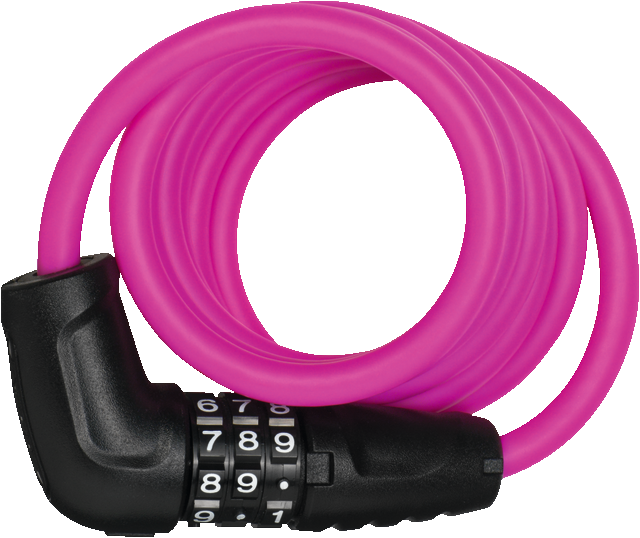 Abus 4508C spiral coil lock with combination code in pink