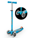 maxi micro deluxe LED three wheel kick scooter, caribbean blue, 3 quarter view