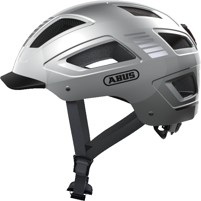 Abus Hyban 2.0 Urban Commuting bicycle helmet in Signal Silver, side view