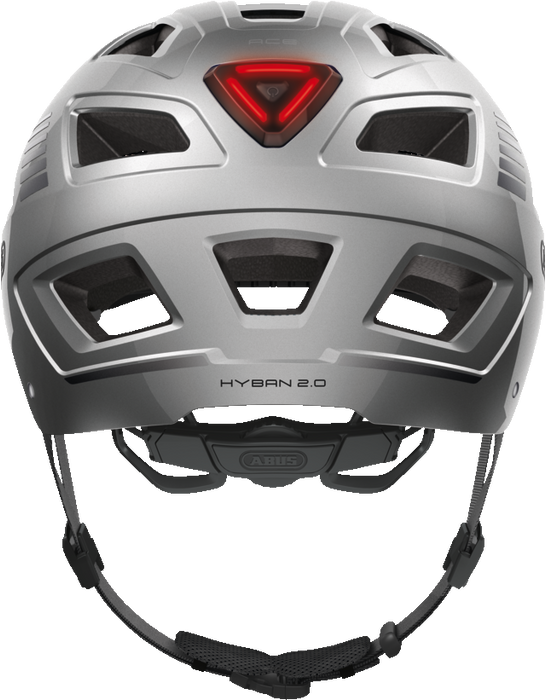 Abus Hyban 2.0 Urban Commuting bicycle helmet in Signal Silver, rear view