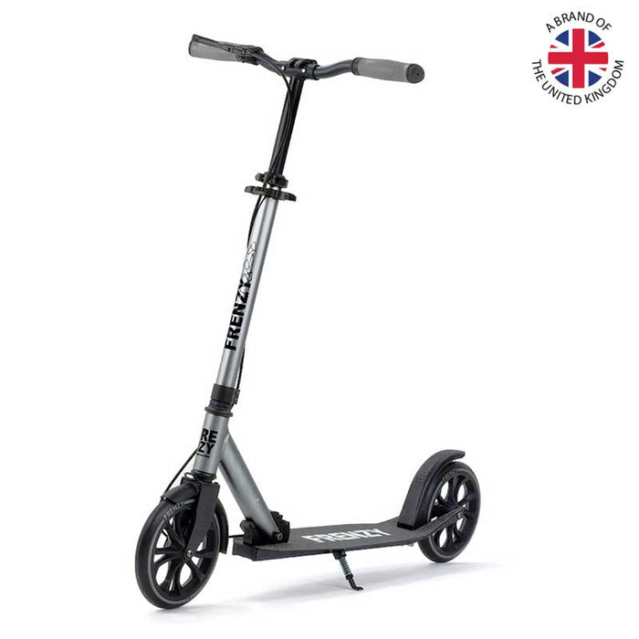 FRENZY 205mm Dual Brake Adult Kick Scooter with Handbrake and Large Deck