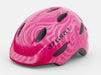 giro scamp bicycle helmet for youth children kids in bright pink/pearl colour, 3 quarter view
