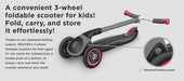 Globber Master three wheel foldable kick scooter for kids and teenagers, close up of button