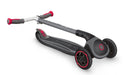 Globber Master three wheel foldable kick scooter for kids and teenagers, black red, folded view