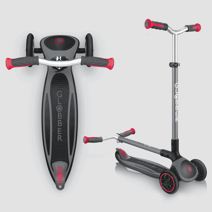 Globber Master Three Wheel Foldable kick scooter in two views