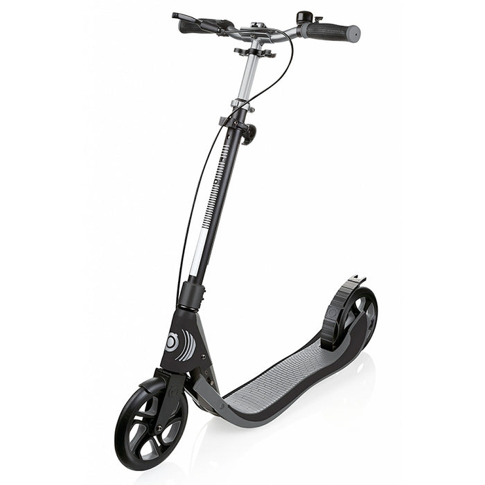 Globber ONE NL 205 Deluxe Kick scooter with handbrake, Charcaol Grey, in half-folded mode.
