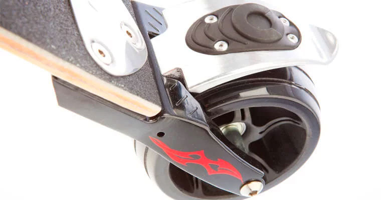 Micro kick scooter with extra wide wheels, rear fender brake insert