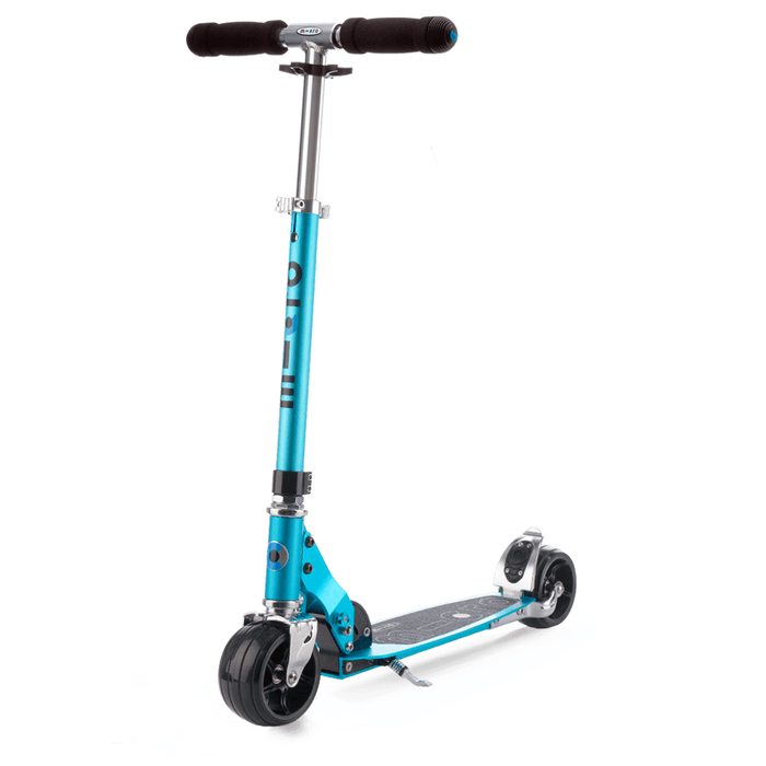 Micro kick scooter with extra wide wheels, sky blue