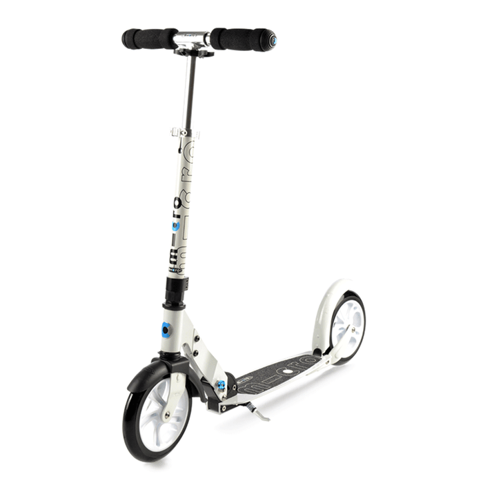 micro white kick scooter, three quarter view