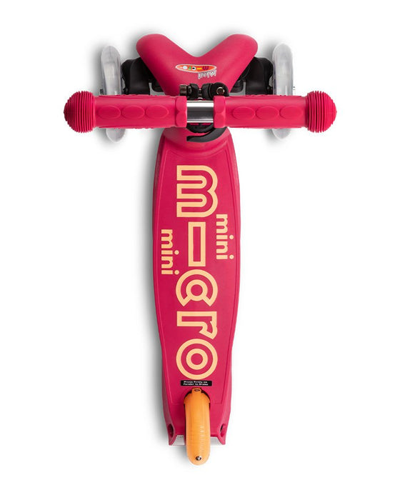 Mini Micro Foldable kick scooter, in ruby red, top view
