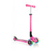 Globber Primo Lights foldable kick scooter, in neon pink