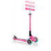 Globber Primo Lights foldable kick scooter, extendable handle bar, in neon pink